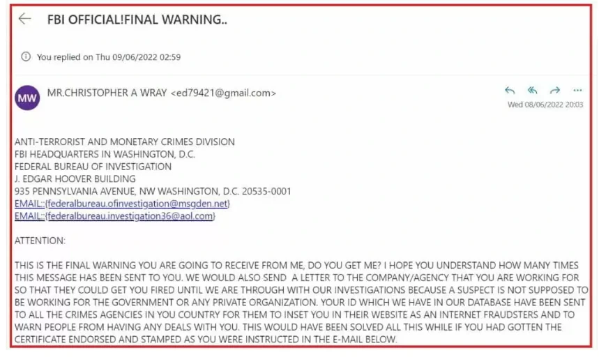 FBI Fake Email Example-2